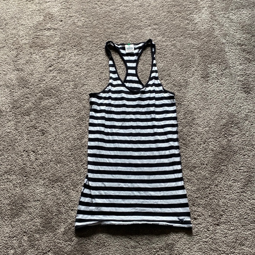 Victoria's Secret PINK Black White Striped Racerback Tank Top Size XS